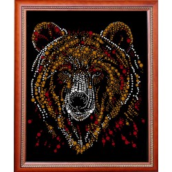 Картина из кристаллов сваровски Медведь цветной