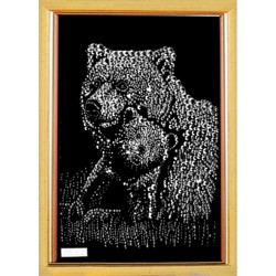 Картина из кристаллов сваровски Медведица с медвежонком белая