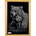 Картина из кристаллов сваровски Медведица с медвежонком белая